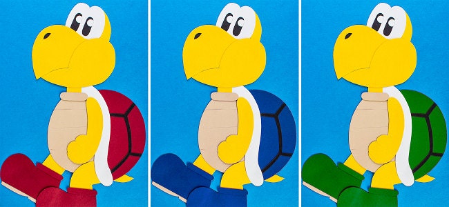 Koopa Troopas from Super Mario, set of 3 5x7 Prints of Papercuts