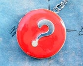 Question Mark Locket - Enameled Red Question Mark Locket