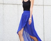 Summer Maxi Skirt Chiffon Skirt in Royal Blue - NC397
