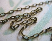 Antique Brass Chain, DRAWN Flat Rectangle Chain, 5 feet ft Bulk, 3x2 mm. wholesale sale .soldered links.. heavy thick strong .. BC9