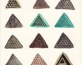 Triangles - 6 x 6 original watercolor illustration