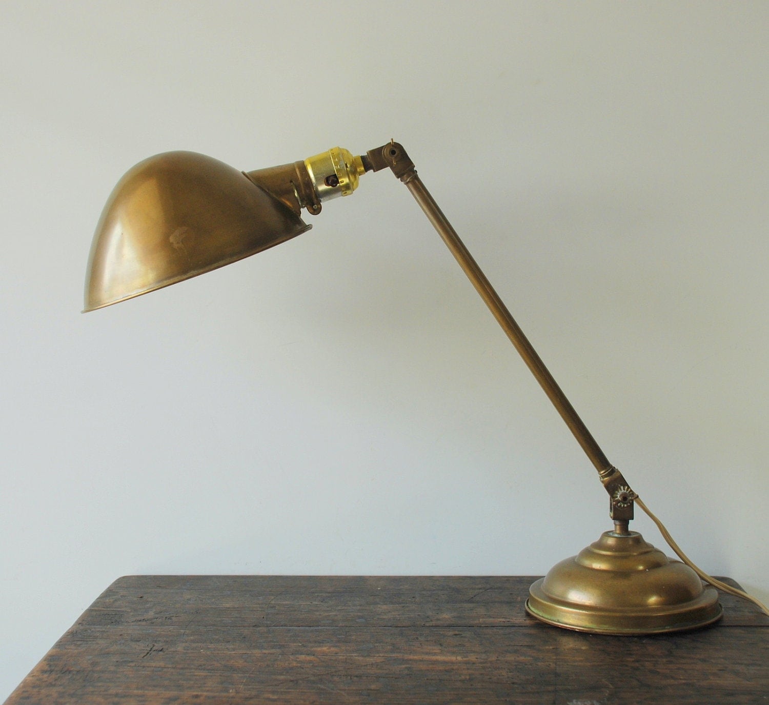 Industrial Table Lamps on Antique Industrial Adjustable Brass Table Lamp By Antiquelane