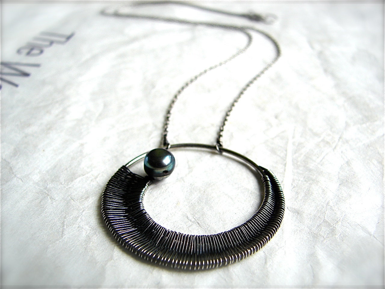 Woven Spiral w/ Floating Pearl Necklace