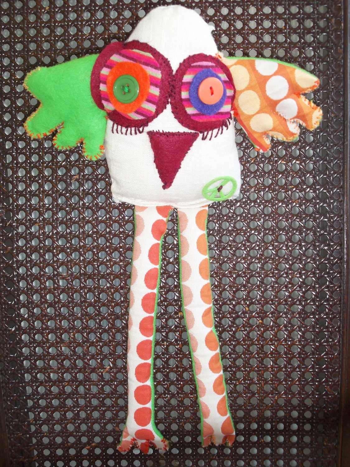 Recycled fabric toy / stuffed bird toy. by Gizabelle4kids on Etsy
