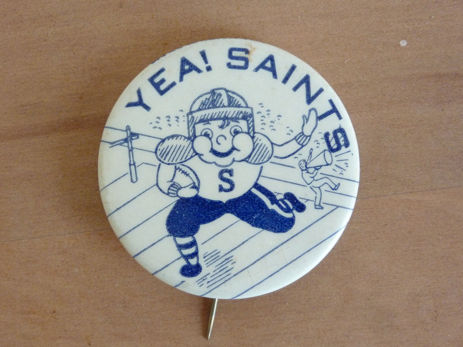 Yea Saints Vintage Pinback Football Button 1950s or earlier