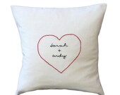 Hand-Embroidered Accent Pillow Cover - Custom Tattoo Heart Pillow  - Bespoke Cushion