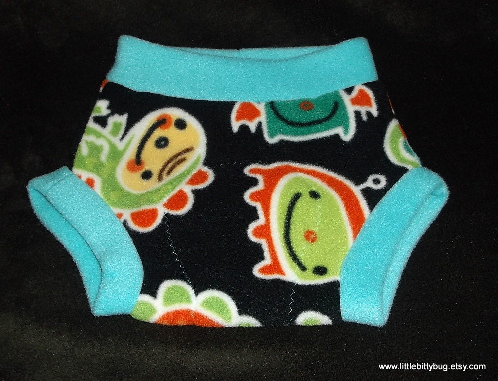 Hand made fleece soaker "Lil' monsters"