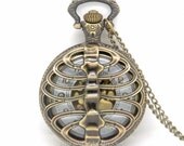 Spines Pocket Watch Necklace, with Antique Bronze Necklace Chain