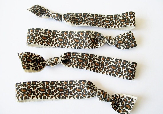 Set of 4 Classic Exotic Print Hair Tie Bracelets by Lucky Girl Hair Ties