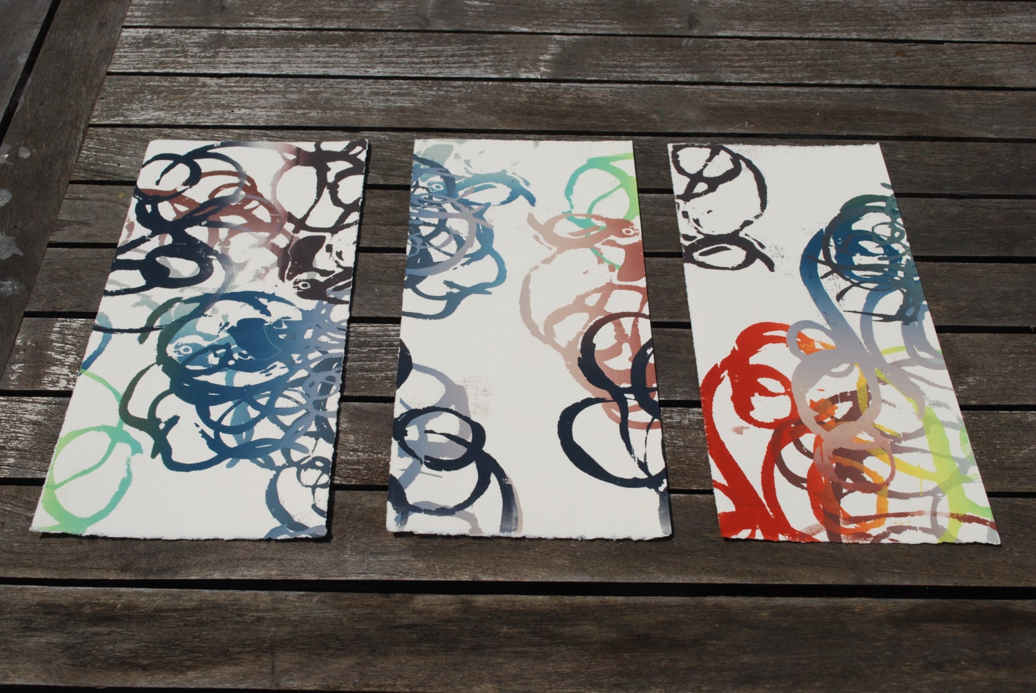 Silk Screen Swirls, Wall art, OOAK printmaking, Vibrant and Bold art