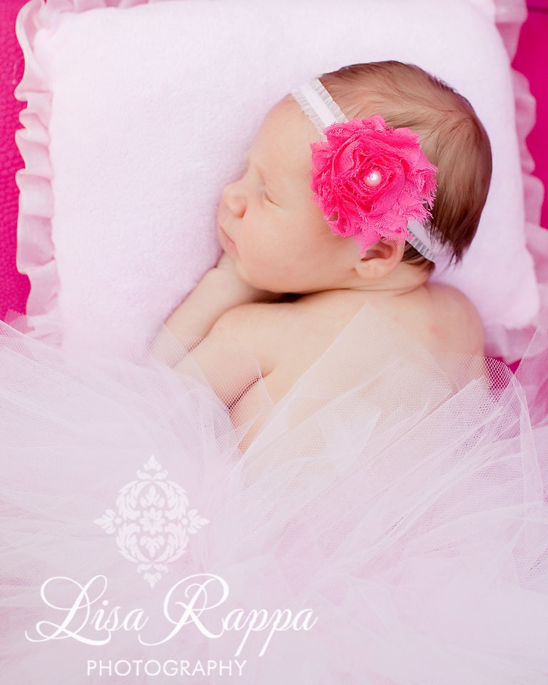 20% OFF ORDER Shabby Flower Headband..Pink Flower Headband..Interchangeable Headband..newborn headband..infant headband..newborn photo prop