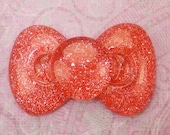 SALE - ( Jumbo )  Red Glitter Bow Flat Back Resin Cabochon 59.5mm x 34.5mm (1 Piece ) - 1531 - KarPenaEnterprises