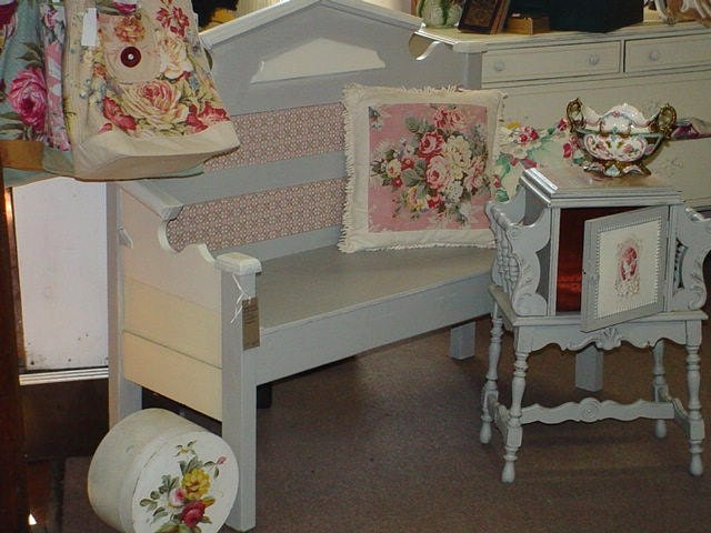 Sale Handmade Bench From A Victorian Bed Prairie Cottage Chic Painted Paris Gray Furniture
