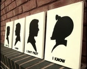 Star Wars Wall Art Stencils on Canvas - Complete Set Han, Leia, Greedo Silhouette Canvases