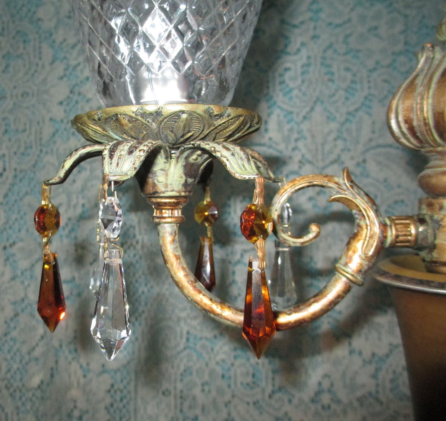 REDUCED Elegant Signed Vintage Hsinghai Clarinet Table Lamp 110v  W/  Crystal Shades & Accents For That Music Lover  No. 314