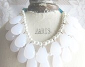 Bridesmaids Necklace White Pearl White Acrylic Beaded Necklace Dreamy White Wedding Jewelry Bridal Jewelry White Bridesmaid Necklace