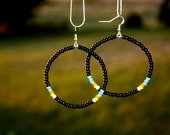 Black Turquoise Hoops
