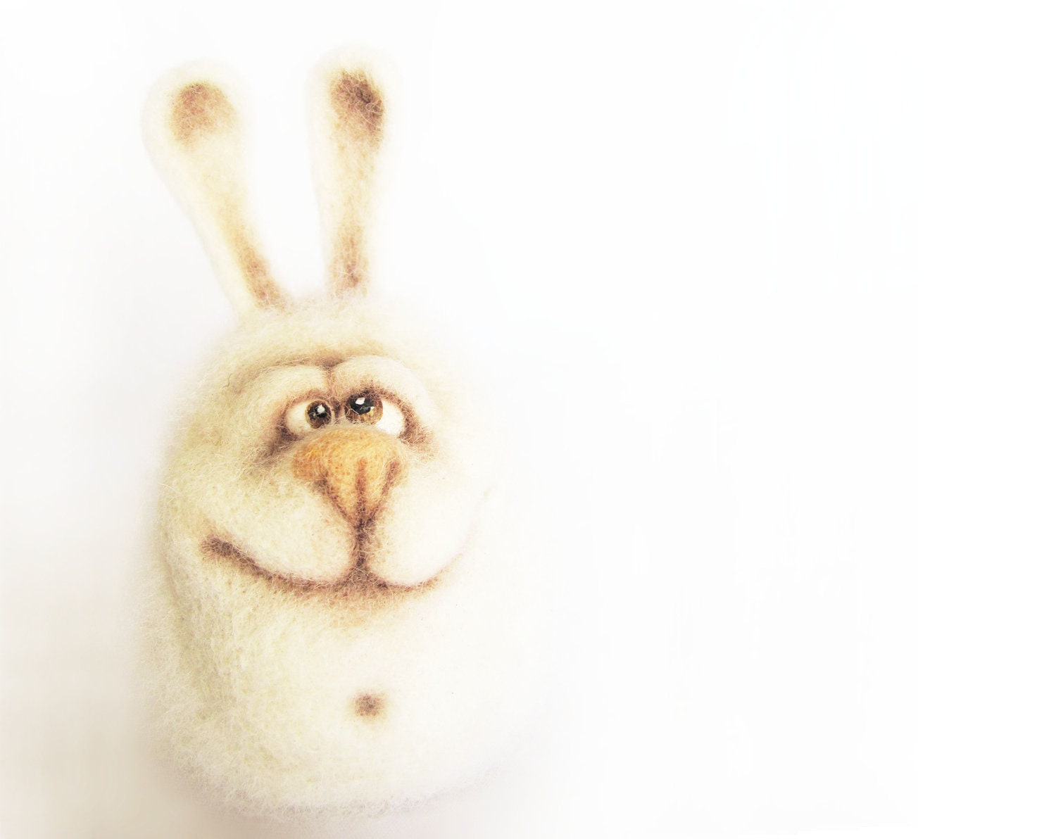 Needle Felted Toy - Funny Bunny. White rabbit. Felt Toys. Winter. White. Gift under 50