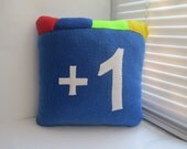 Google Plus Pillow - Decorative Pillows - Handmade Pillow - 12x12 Blue Geekery Pillow
