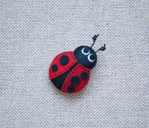 Ladybug felt brooch