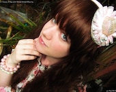 Mini Straw Hat with Lace Ruffles and Teacup for Sweet, Classic, or Country Lolita