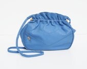 Stunning Vintage Light Blue Leather Purse / Messenger Bag / Handbag