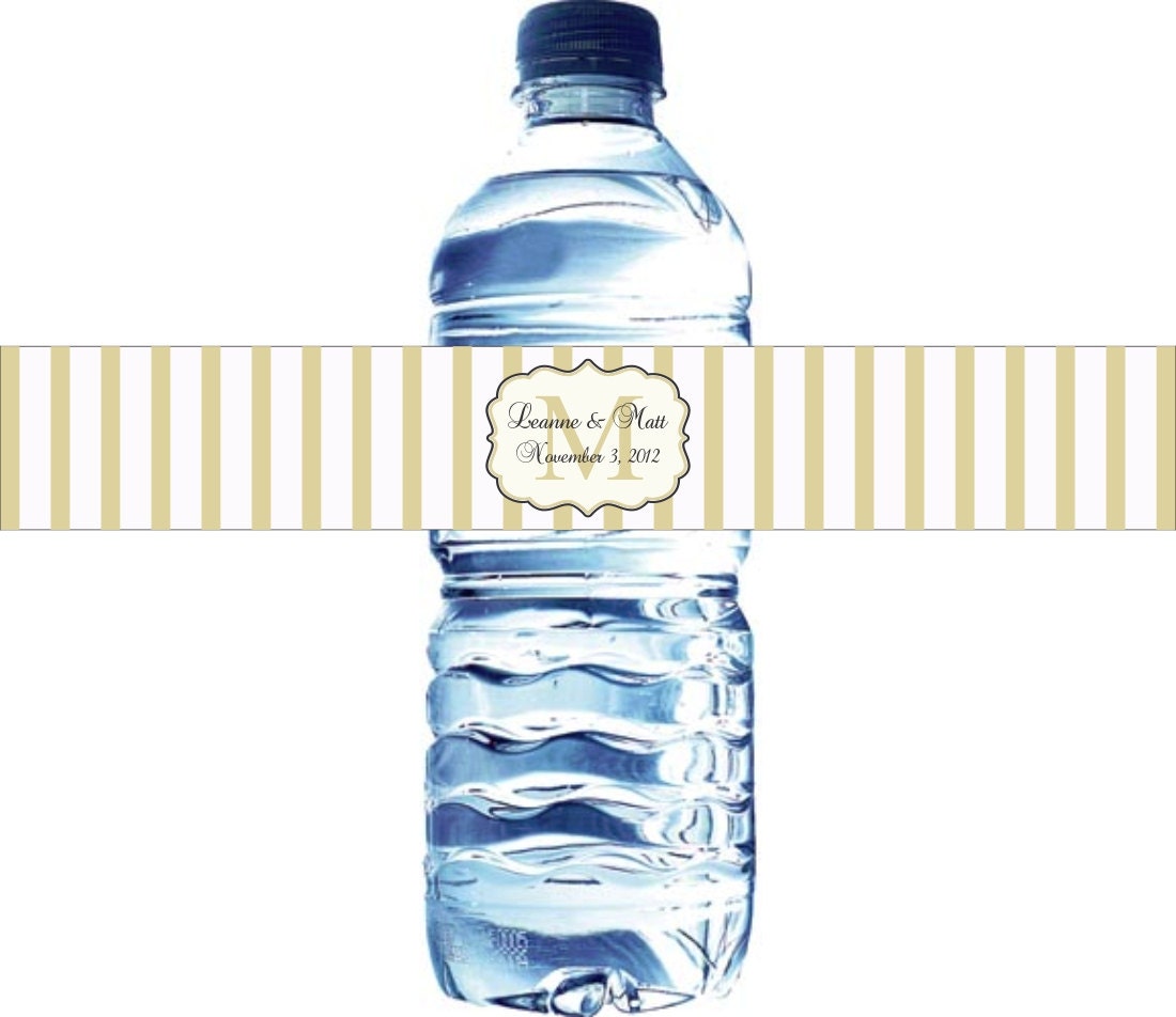100 Vintage Water Bottle Labels - Printed in your wedding colors Il_570xn