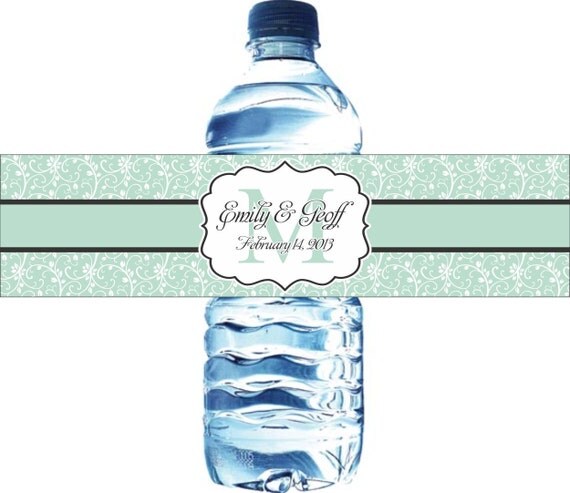 Wedding Water Bottle Labels - 30 Ivy Background labels with your wedding colors Il_570xn