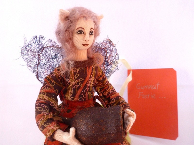 Fairy cloth art doll soft sculpture woodland Gumnut Faerie