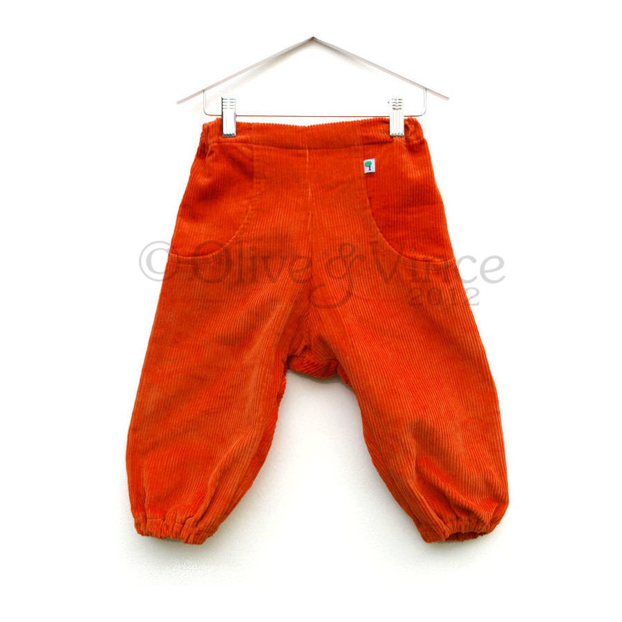 Orange toddler clothing trousers warm autumn fall unisex pants children babies fit cloth nappies pumpkin colorful loose baggy