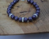 Sale Shell Purple shell pearl and Swarovski crystal bracelet - Cancer Charity