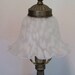 Vintage 1970's White Frosted and Etched Decorative Glass Accent Lamp / Desk Lamp / Unique Home Lighting