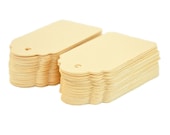 Cream Scallop Paper Cardstock Hang Tags - Set of 100 SMALL SIZE 2" x 1 1/8" - Favor Tag - Wedding - Gift Tag - Shower - Price Tag