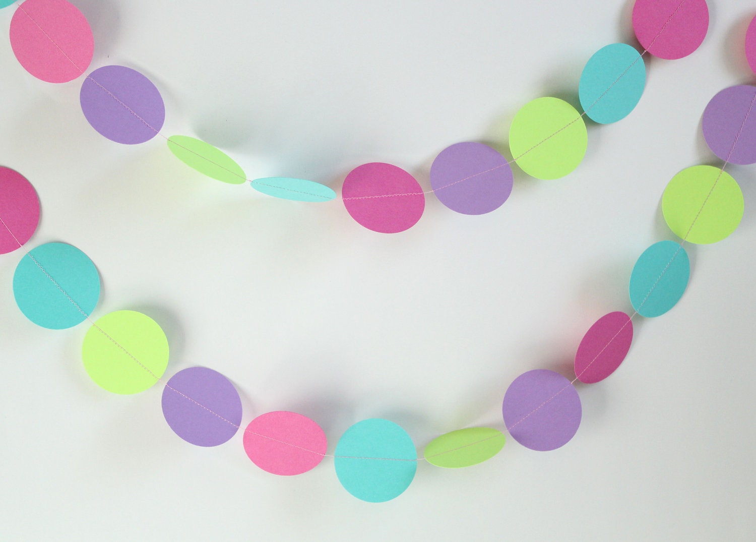 Paper Garland Birthday Party Decoration . 10 Feet Long. Birthday Party, Baby shower, Wedding Decor
