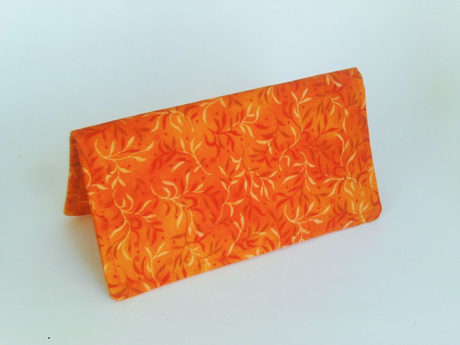 Fabric Checkbook Cover in Orange Fall Print