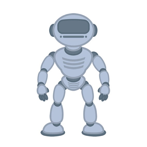 Robot Buddy Spaceman Gray 8 x 10 Digital Art Print (Unframed)