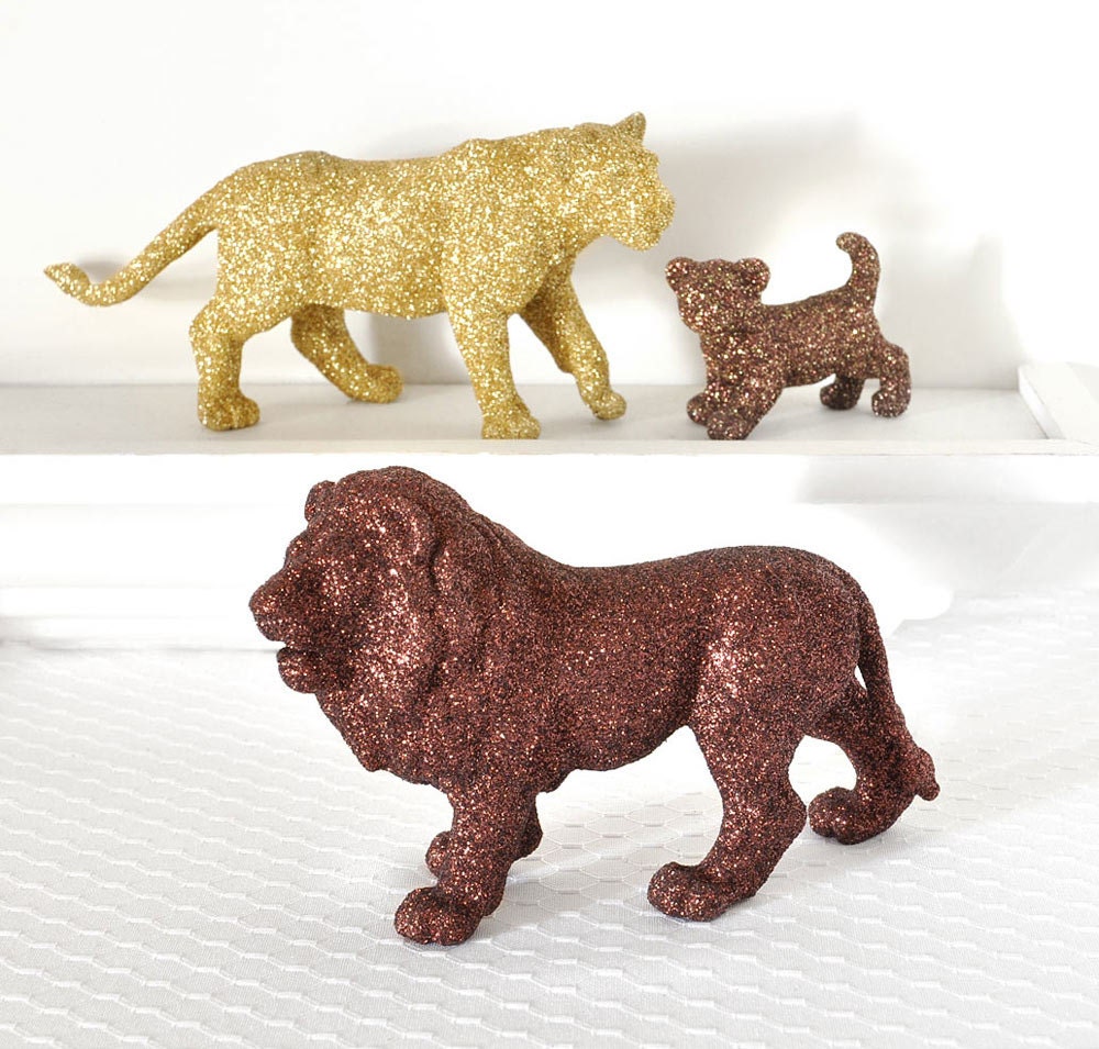 Jungle Safari Baby Shower Decorations Lion Pride in Brown and Gold Glitter for Boy or Girl Wild Jungle Nursery Decor, Birthdays, or Weddings