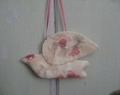 Cinnamon Scented Dove Sachet Hanging Ornament Rose and Ecru Home Decor