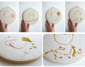 Alphabet Custom Nursery Art Name Sign Embroidery Hoop Set Wall Art Pink and Mustard Yellow Design your Own One of a Kind