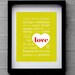 Love - Word Art - Wall Decor - TYPOGRAPHY ART PRINT - 8 x 10 - Lime Green Yellow