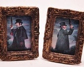 Haunted Dueling Portraits Painting 1-inch scale Dollhouse Miniature