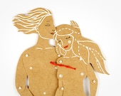 The Lovers - Articulated Paper Dolls by Dubrovskaya. Kraft paper, hand painted, MADE TO ORDER.