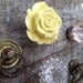 Eclectic Collection of 8 (Eight) Knobs / Pink Lemonade Collection / Antique Brass, Drop Pull, Yellow Rose, Clear Pressed Glass