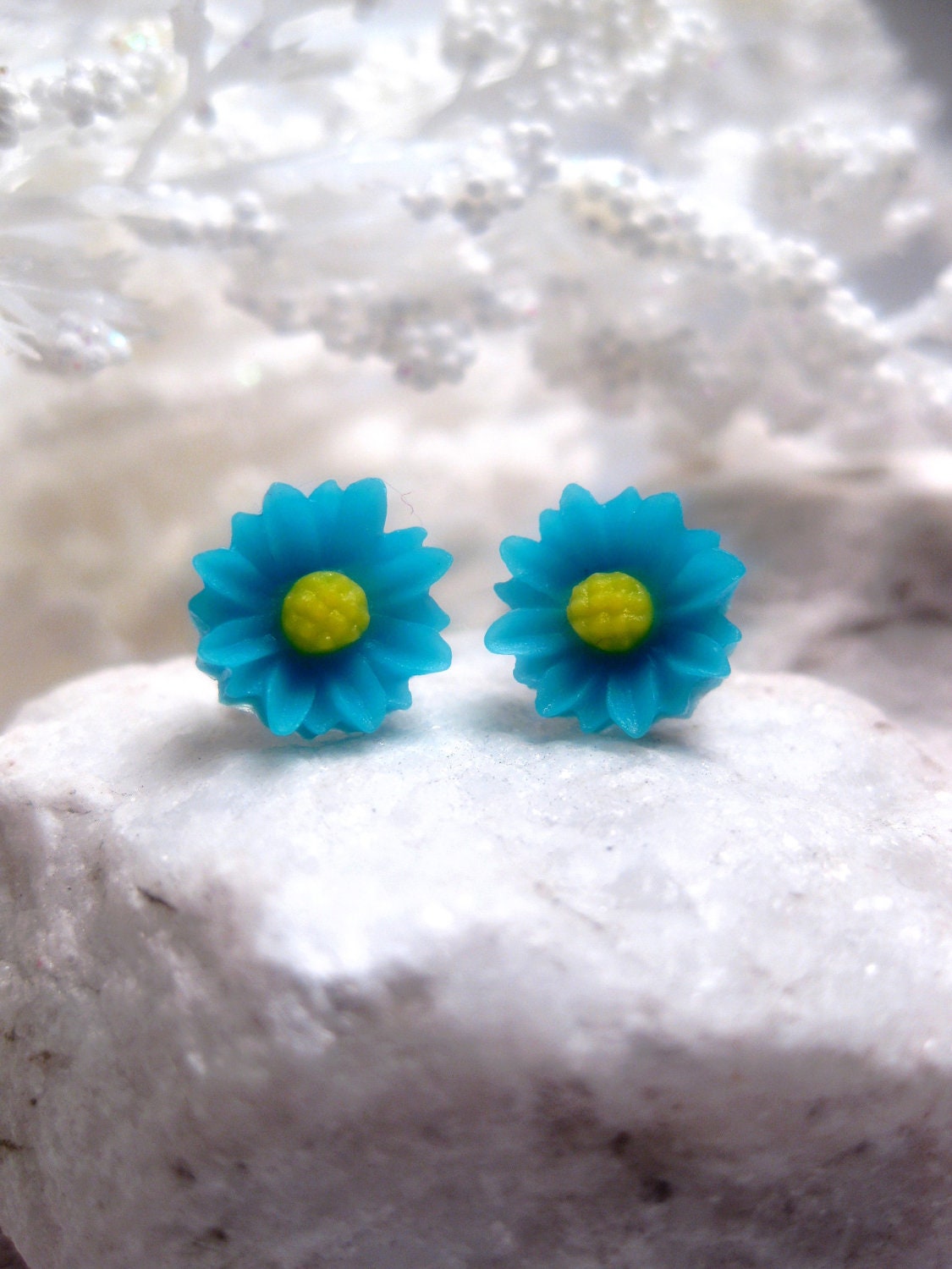 Turquoise Butter Cup Flower Earrings