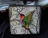 Gorgeous Green Humming Bird Pendant