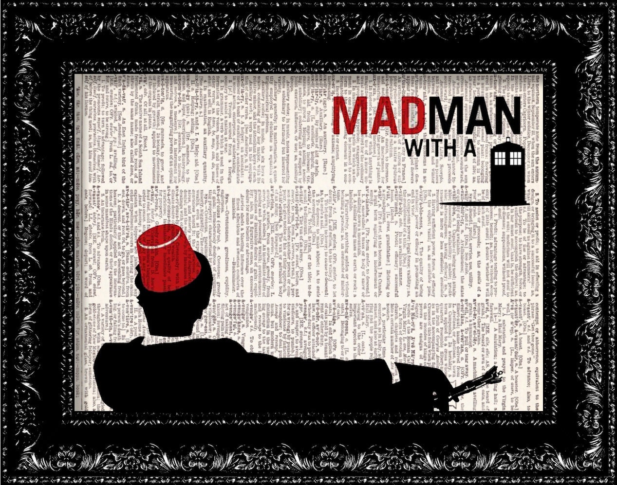 Dr. Who - Matt Smith 11th Doctor - MadMan With a Box - Geekery - Vintage Dictionary Print Book Print Page Art Upcycled Vintage Book Art