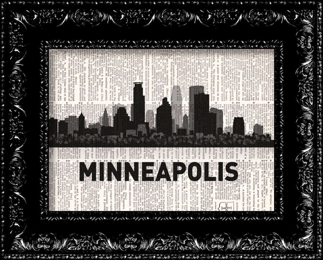 Minneapolis Minnesota City Map - Vintage Dictionary Print Vintage Book Print Page Art  Vintage Book Art