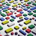 Bricks Fabric Yard - lego inspired quilting cotton on white - geek crafts