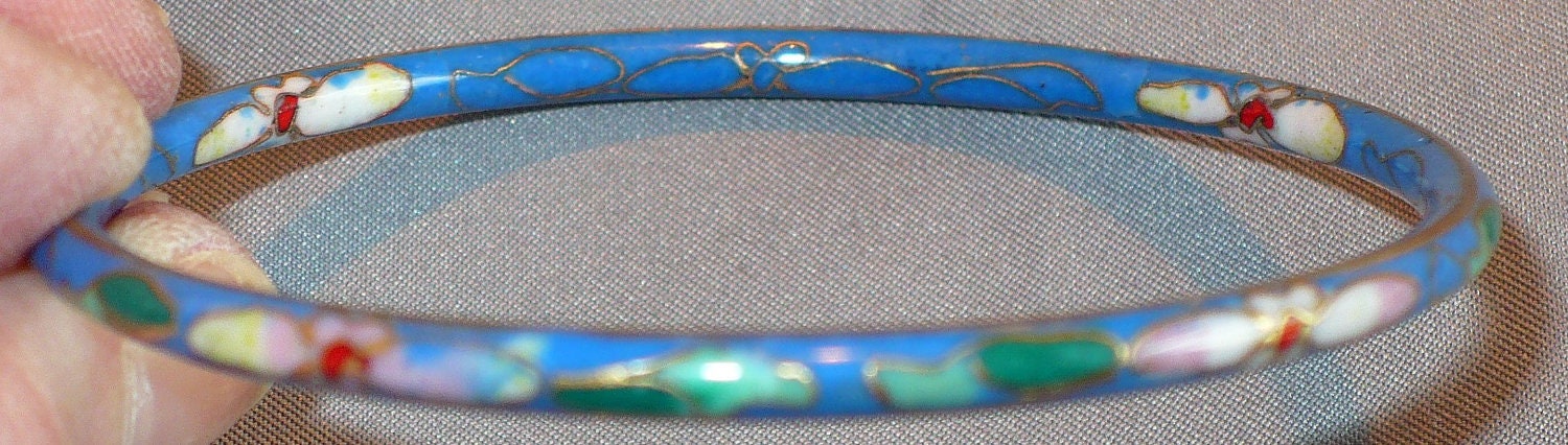 Vintage Cloissone Bracelet Blue & Gold Bangle Inside, Outside Design