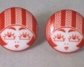 Rouge flapper girl post earrings
